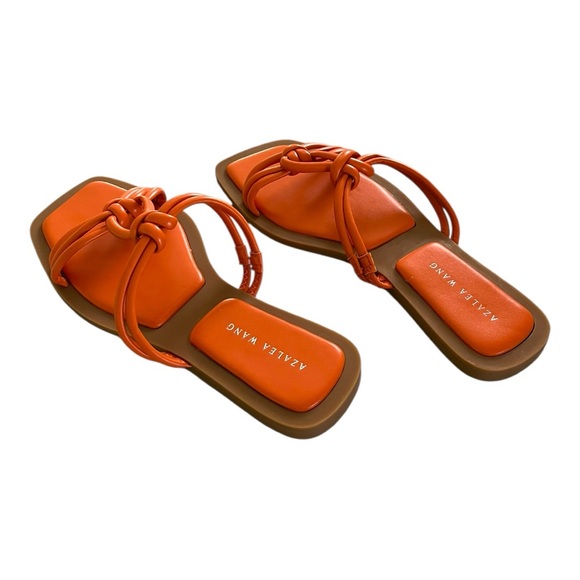 Azalea Wang Stetson-Orange Tubular Straps Flat Sandal, 7 - Picture 7 of 8
